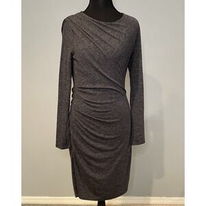 Banana Republic Size Small‎ Gray Ruched Long Sleeve Knit Sheath Dress